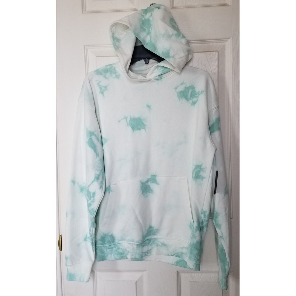 No Boundaries Men White Green Tie Dye Hoodie Pullover Sweatshirt XS (30-32) NEW